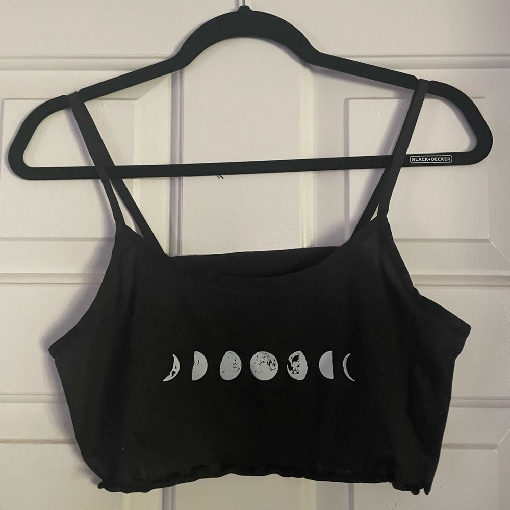 Black Crop Top with Moon Phases